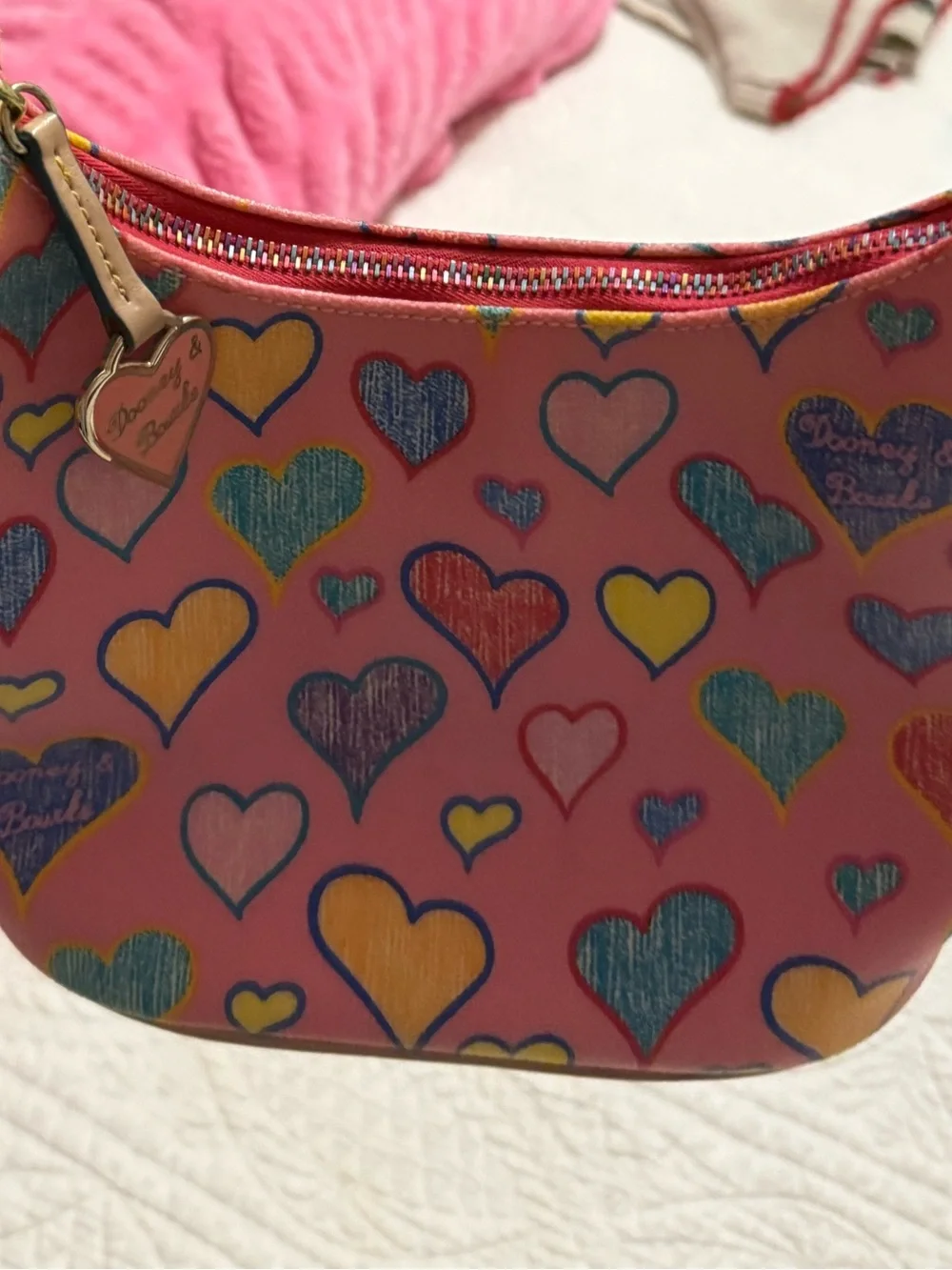 Dooney & Bourke Pink Multi-Heart Shoulder Bag